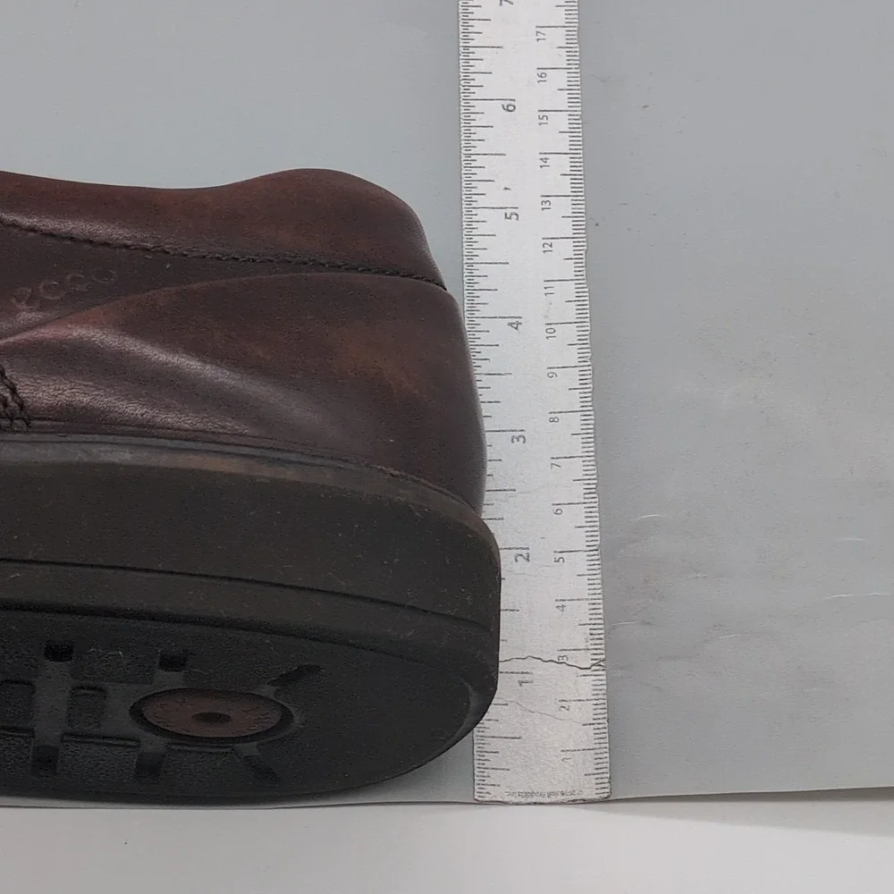 Ecco Shoes Mens Brown EUR 44 Leather Loafers Elastic Insets‎ Walking Comfort